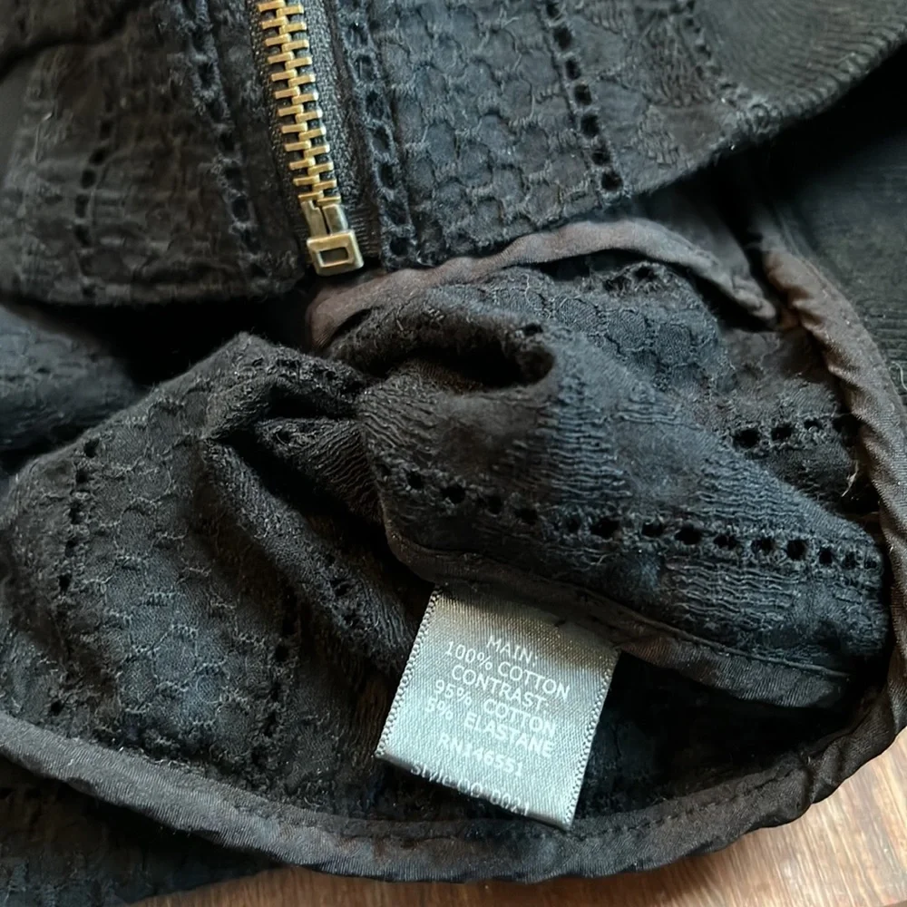 Octavia - Black Eyelet Bomber Jacket - Cotton - Small - Picture 4 of 5